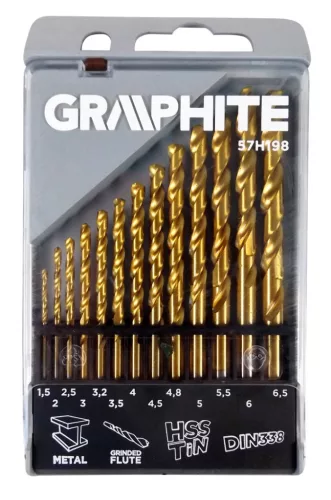 Graphite Csigafúró készlet HSS Titán bevonattal 1.5-6.5mm, 13db