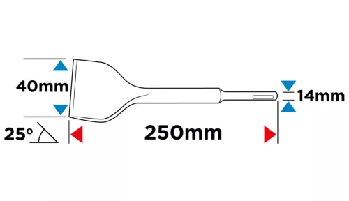 Graphite Lapátvéső SDS-Plus 40x250mm, 25 fokban hajlított