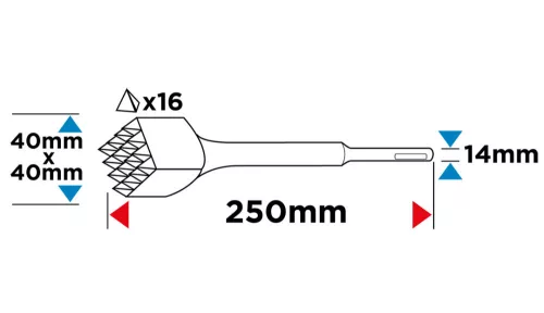 Graphite stokkolófej véső sds plus 40x40mm 16t.