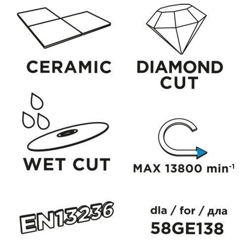 Graphite Gyémánt vágókorong, 110x22.2mm, turbo, 58GE138-hoz