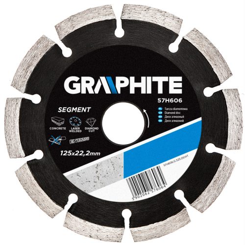 Graphite Gyémánt vágókorong 125mm szegmenses lézer hegesztett, 8mm szegmens