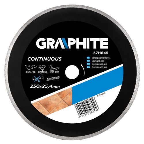 Graphite Gyémánt vágókorong 250mm vizes, belső átmérő 25, 4mm