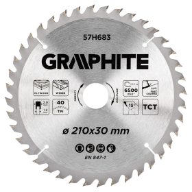   Graphite Körfűrészlap, keményfém fogakkal, 210x30mm, 40 fog