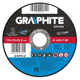 Graphite Vágókorong fémhez 115x1x22mm, 41A60-T-BF