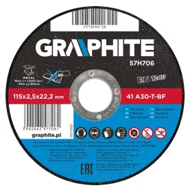 Graphite Vágókorong fémhez 115x2.5x22mm, 41 A30-T-BF