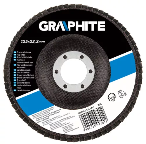 Graphite Csiszolókorong lamellás 125x22.2mm, K36, cirkónium, INOX