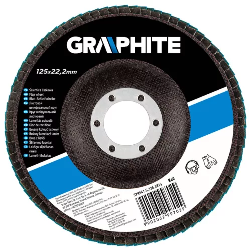 Graphite Csiszolókorong lamellás 125x22.2mm, K40, cirkónium, INOX