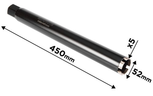 Graphite Gyémánt magfúró korona, 52x450mm, 5 szegmenses, 58G540 géphez 1,1/4"