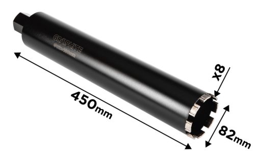 Graphite Gyémánt magfúró korona, 82x450mm, 8 szegmenses, 58G540 géphez 1,1/4"
