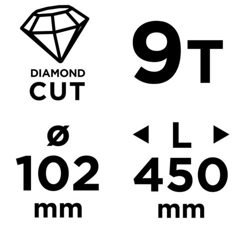 Graphite Gyémánt magfúró korona, 102x450mm, 9 szegmenses, 58G540 géphez 1,1/4"
