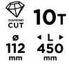 Graphite Gyémánt magfúró korona, 112x450mm, 10 szegmenses, 58G540 géphez