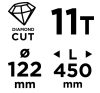 Graphite Gyémánt magfúró korona, 122x450mm, 11 szegmenses, 58G540 géphez