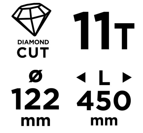 Graphite Gyémánt magfúró korona, 122x450mm, 11 szegmenses, 58G540 géphez 1,1/4"