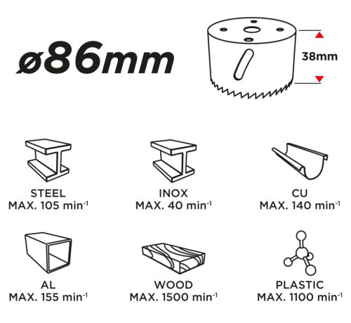 Graphite Körkivágó Bi-Metal 86mm