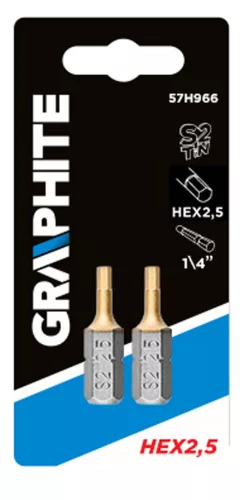 Graphite Csavarhúzó bit imbusz 2.5, 25mm, 1/4", 2db