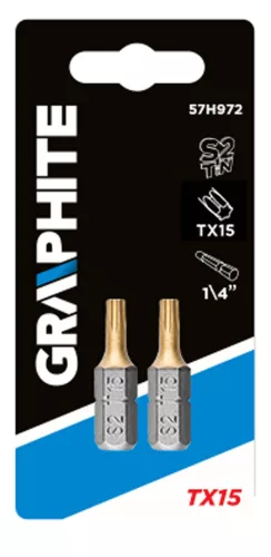 Graphite Csavarhúzó bit Torx 15, 25mm, 1/4", 2db