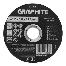   Graphite Vágókorong fémhez, alumínium oxid 115x1x22,2 INOX 41 A60-T-BF