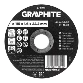   Graphite Vágókorong fémhez, alumínium oxid 115x1,6x22,2 INOX 41 A46-T-BF