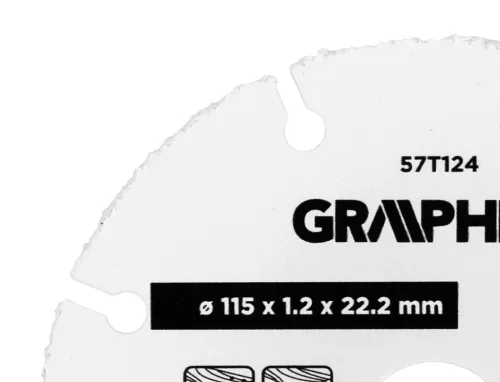 Graphite Vágókorong karbidszemcsés, műanyaghoz, szeges fához, univerzális 115x1,2x22,2