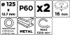 Graphite Köszörűkorong asztali köszörűhöz, P60, 125x12.7mm, 20/16/12.7mm redukálógyűrűkkel, 2db