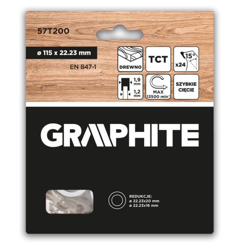 Graphite Körfűrészlap keményfém fogakkal, 115x22.2mm, 24fog