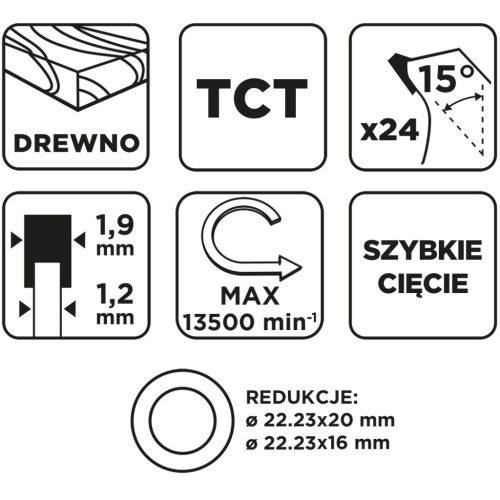 Graphite Körfűrészlap keményfém fogakkal, 115x22.2mm, 24fog