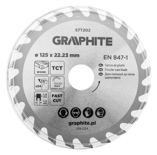 Graphite Körfűrészlap keményfém fogakkal, 125x22.2mm, 24fog