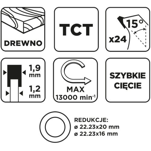 Graphite Körfűrészlap keményfém fogakkal, 125x22.2mm, 24fog