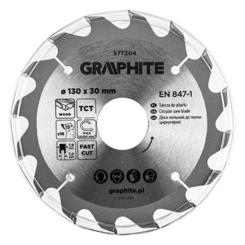 Graphite Körfűrészlap keményfém fogakkal, 130x30mm, 16fog