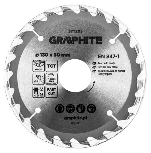 Graphite Körfűrészlap keményfém fogakkal, 130x30mm, 24fog