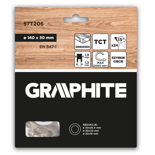 Graphite Körfűrészlap keményfém fogakkal, 140x30mm, 24fog