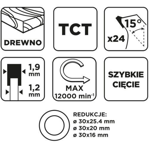 Graphite Körfűrészlap keményfém fogakkal, 140x30mm, 24fog