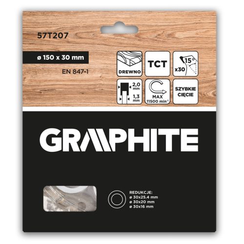 Graphite Körfűrészlap keményfém fogakkal, 150x30mm, 30fog