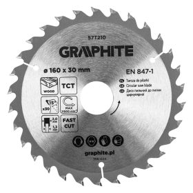   Graphite Körfűrészlap keményfém fogakkal, 160x30mm, 30fog