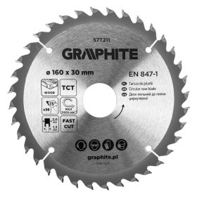   Graphite Körfűrészlap keményfém fogakkal, 160x30mm, 36fog