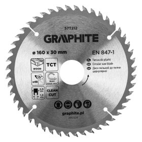   Graphite Körfűrészlap keményfém fogakkal, 160x30mm, 48fog