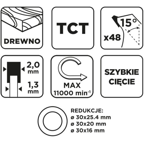 Graphite Körfűrészlap keményfém fogakkal, 160x30mm, 48fog