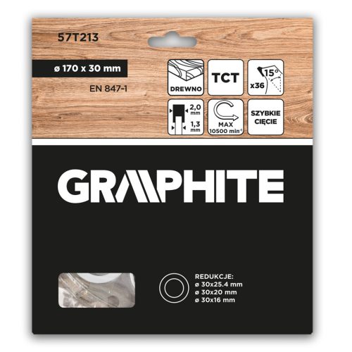 Graphite Körfűrészlap keményfém fogakkal, 170x30mm, 36fog