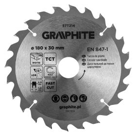   Graphite Körfűrészlap keményfém fogakkal, 180x30mm, 24fog