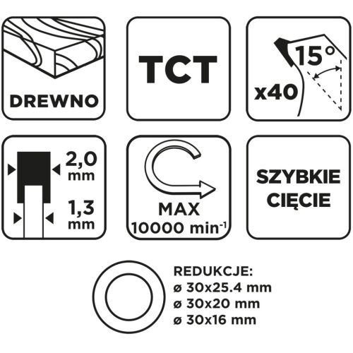 Graphite Körfűrészlap keményfém fogakkal, 180x30mm, 40fog
