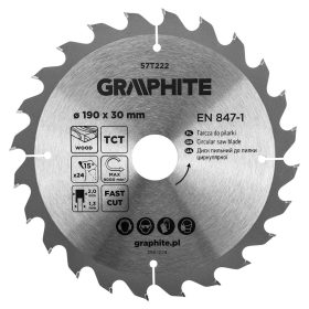   Graphite Körfűrészlap keményfém fogakkal, 190x30mm, 24fog