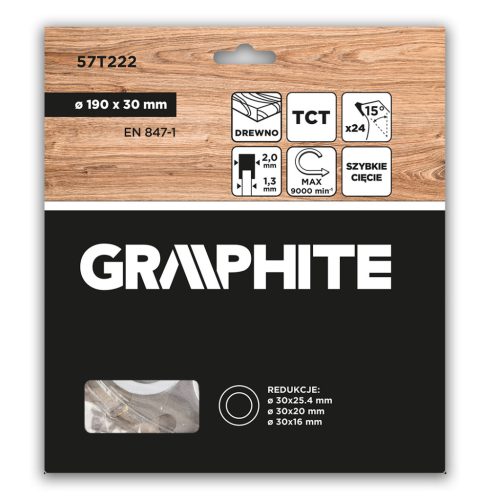 Graphite Körfűrészlap keményfém fogakkal, 190x30mm, 24fog