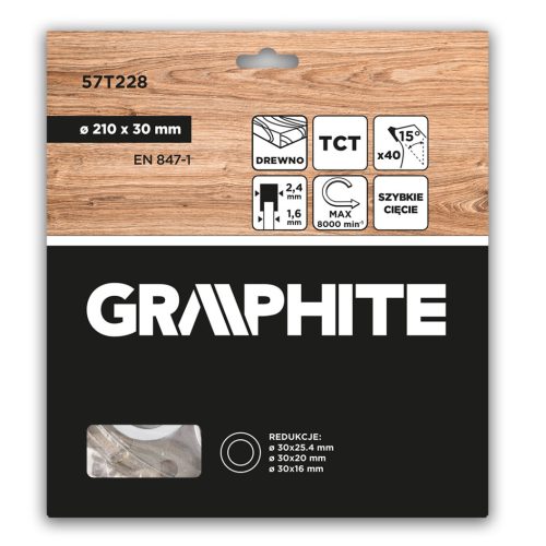 Graphite Körfűrészlap keményfém fogakkal, 210x30mm, 40fog