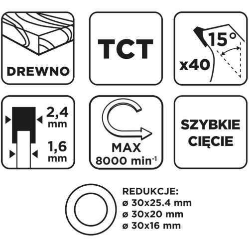 Graphite Körfűrészlap keményfém fogakkal, 210x30mm, 40fog