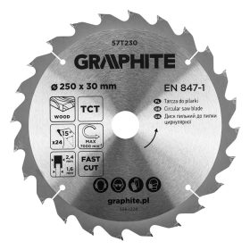   Graphite Körfűrészlap, keményfém fogakkal, 250x30mm, 24fog