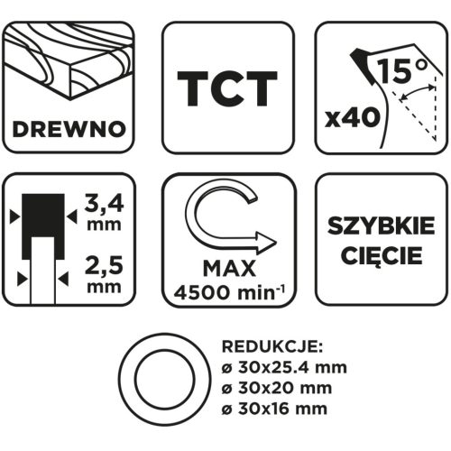 Graphite Körfűrészlap, keményfém fogakkal, 400x30mm, 40fog