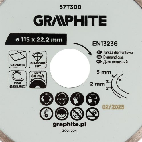 Graphite Gyémánt vágókorong 115x22.2mm, vizes