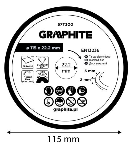 Graphite Gyémánt vágókorong 115x22.2mm, vizes