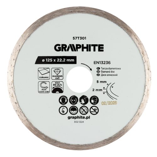Graphite Gyémánt vágókorong 125x22.2mm, vizes
