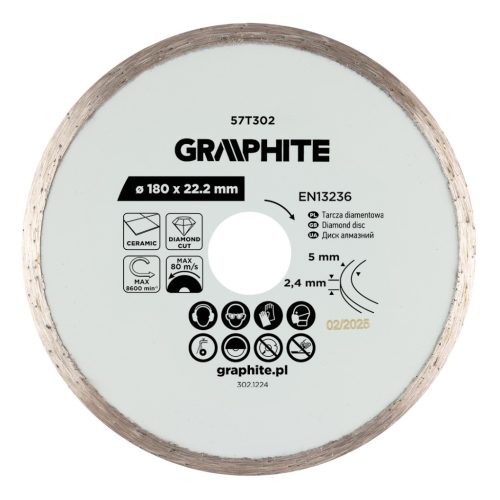 Graphite Gyémánt vágókorong 180x22.2mm, vizes